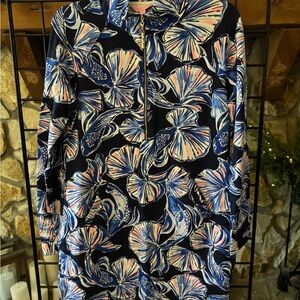 Lilly Pulitzer Blue and Pink Zip-Up Popover Dress EUC